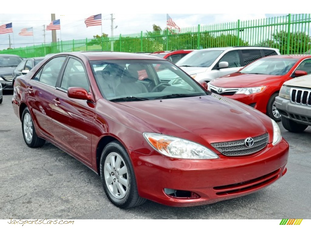 2003 Camry XLE V6 - Salsa Red Pearl / Stone photo #3