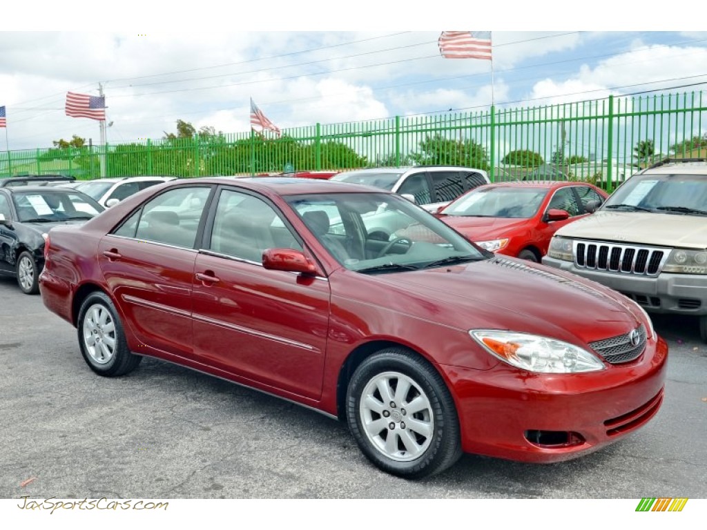 2003 Camry XLE V6 - Salsa Red Pearl / Stone photo #4