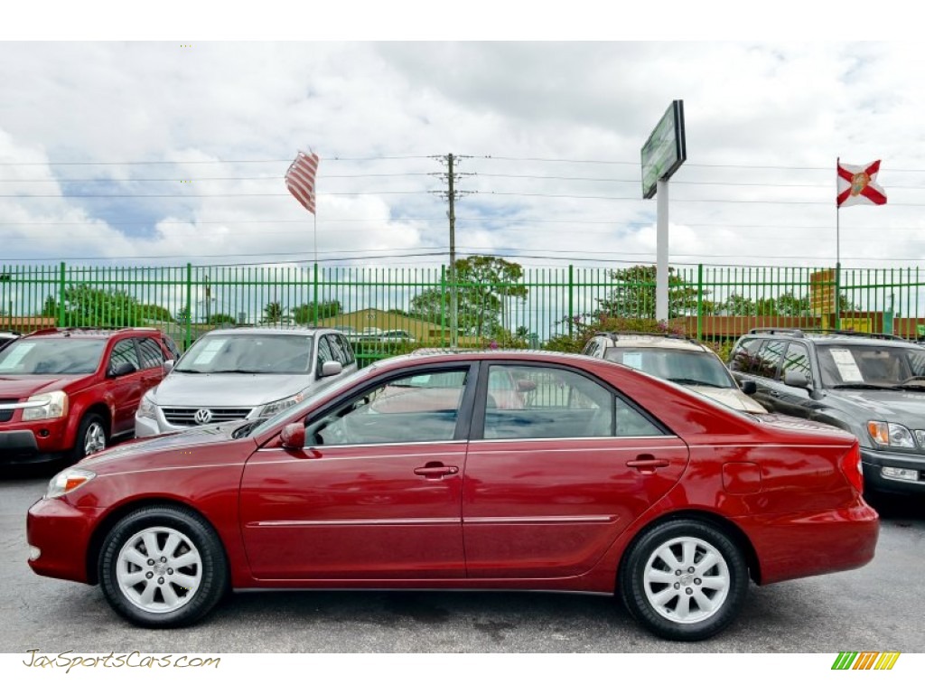 2003 Camry XLE V6 - Salsa Red Pearl / Stone photo #53