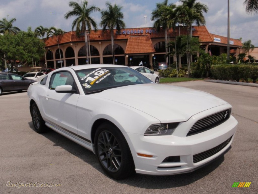 2014 Mustang V6 Premium Coupe - Oxford White / Medium Stone photo #1
