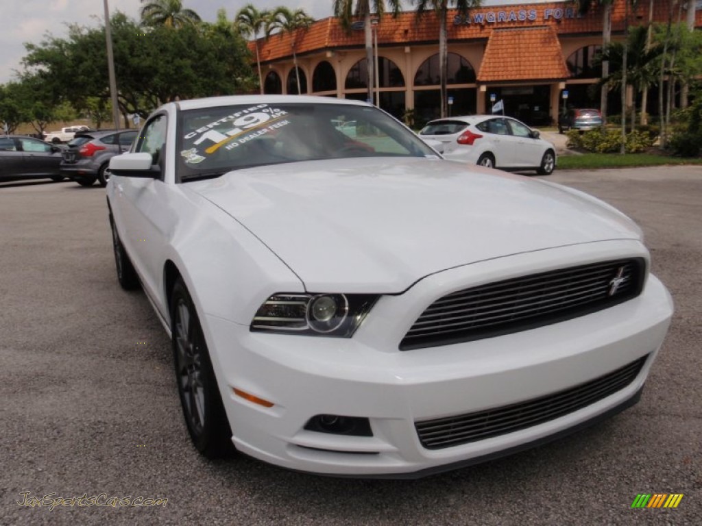 2014 Mustang V6 Premium Coupe - Oxford White / Medium Stone photo #2