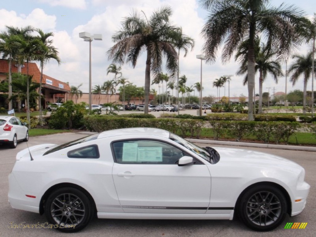 2014 Mustang V6 Premium Coupe - Oxford White / Medium Stone photo #5