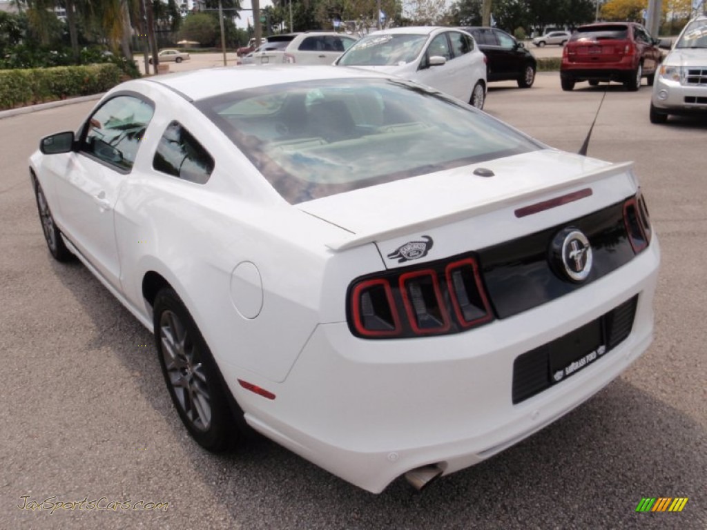 2014 Mustang V6 Premium Coupe - Oxford White / Medium Stone photo #9