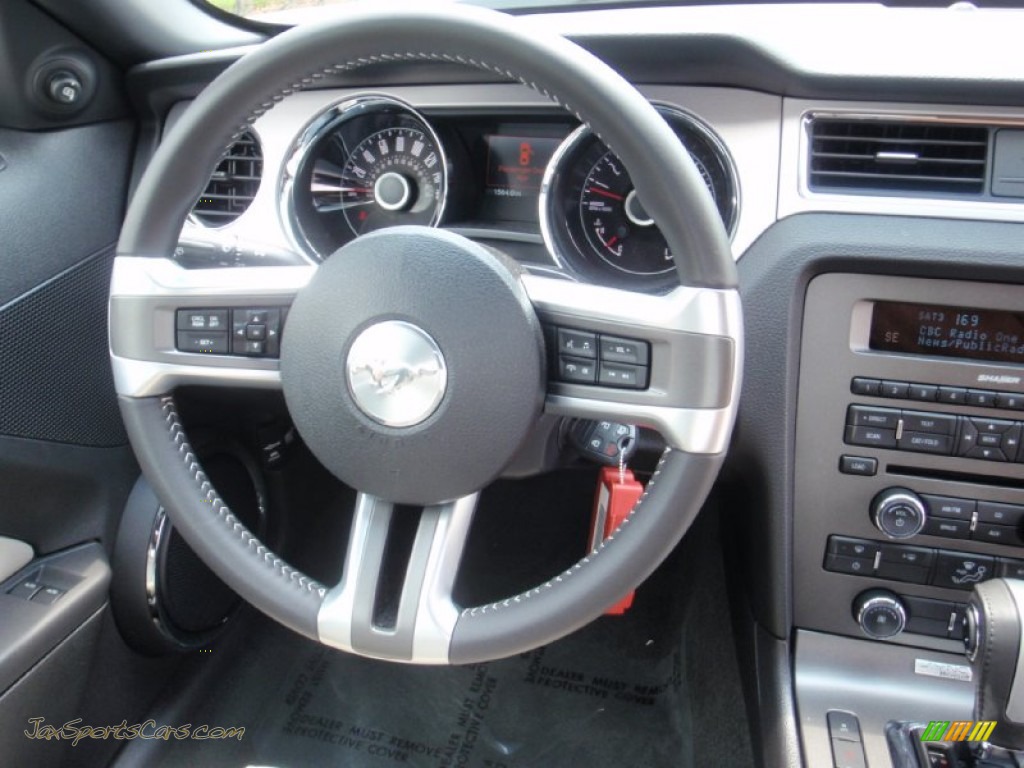 2014 Mustang V6 Premium Coupe - Oxford White / Medium Stone photo #24