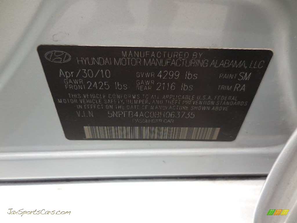 2011 Sonata GLS - Radiant Silver / Gray photo #22