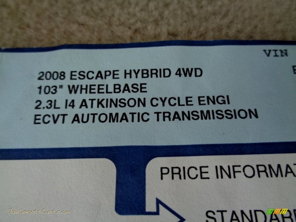 2008 Escape Hybrid 4WD - Oxford White / Stone photo #55