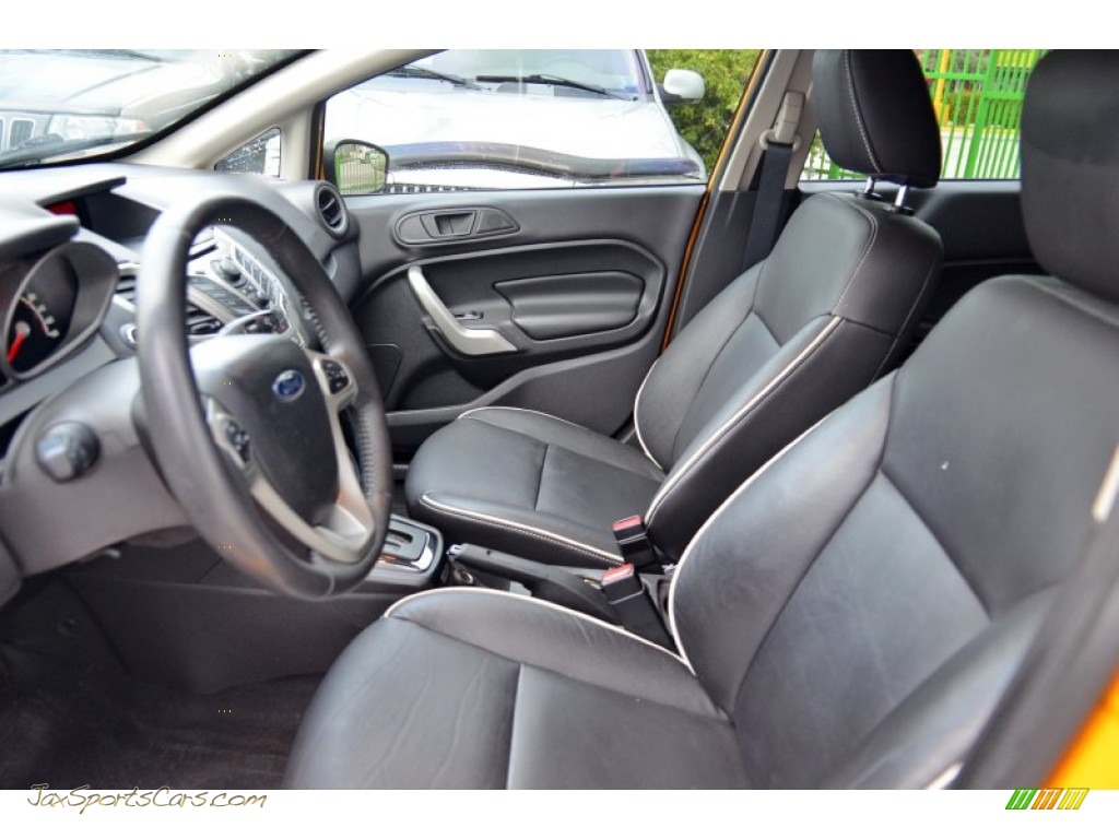 2011 Fiesta SES Hatchback - Yellow Blaze Metallic Tri-Coat / Plum/Charcoal Black Leather photo #11