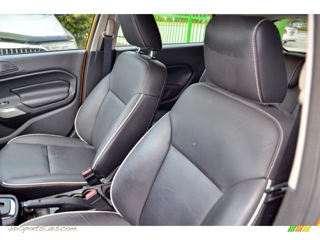 2011 Fiesta SES Hatchback - Yellow Blaze Metallic Tri-Coat / Plum/Charcoal Black Leather photo #12