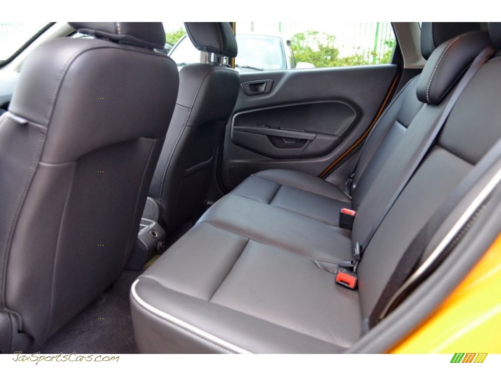 2011 Fiesta SES Hatchback - Yellow Blaze Metallic Tri-Coat / Plum/Charcoal Black Leather photo #16