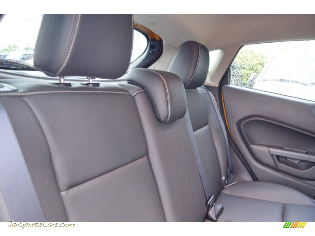 2011 Fiesta SES Hatchback - Yellow Blaze Metallic Tri-Coat / Plum/Charcoal Black Leather photo #39