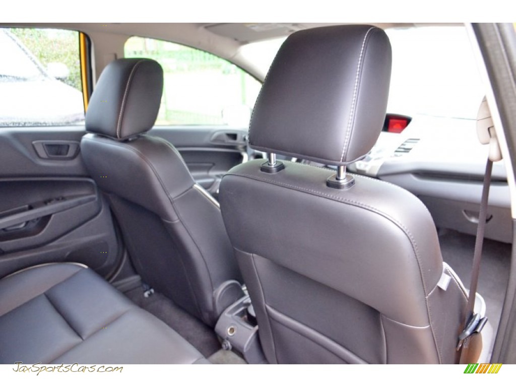 2011 Fiesta SES Hatchback - Yellow Blaze Metallic Tri-Coat / Plum/Charcoal Black Leather photo #40