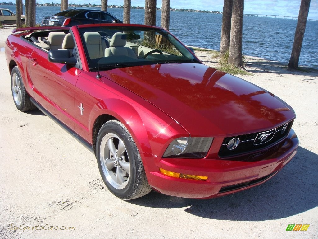 Redfire Metallic / Light Parchment Ford Mustang V6 Premium Convertible
