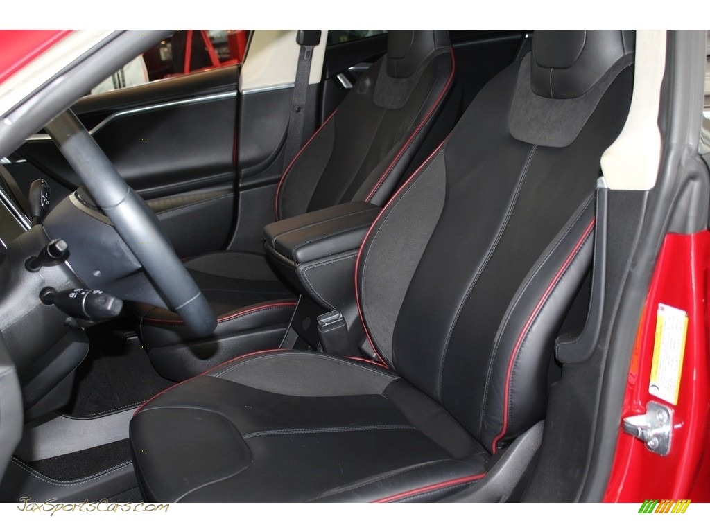 2014 Model S P85D Performance - Red Multi-Coat / Black photo #17