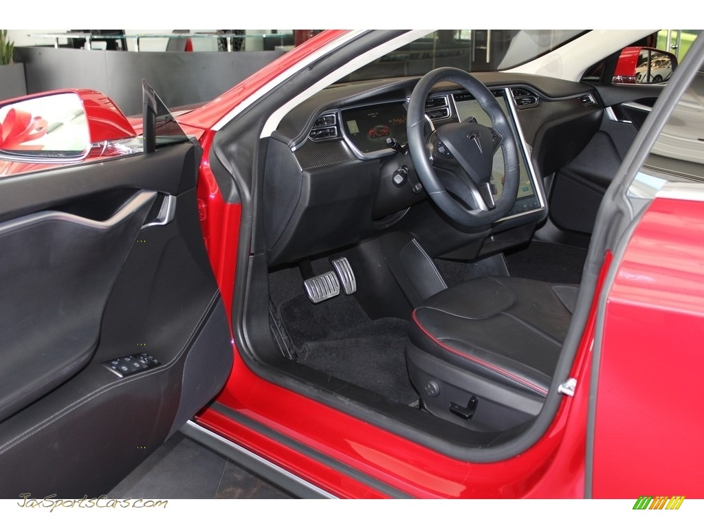 2014 Model S P85D Performance - Red Multi-Coat / Black photo #18