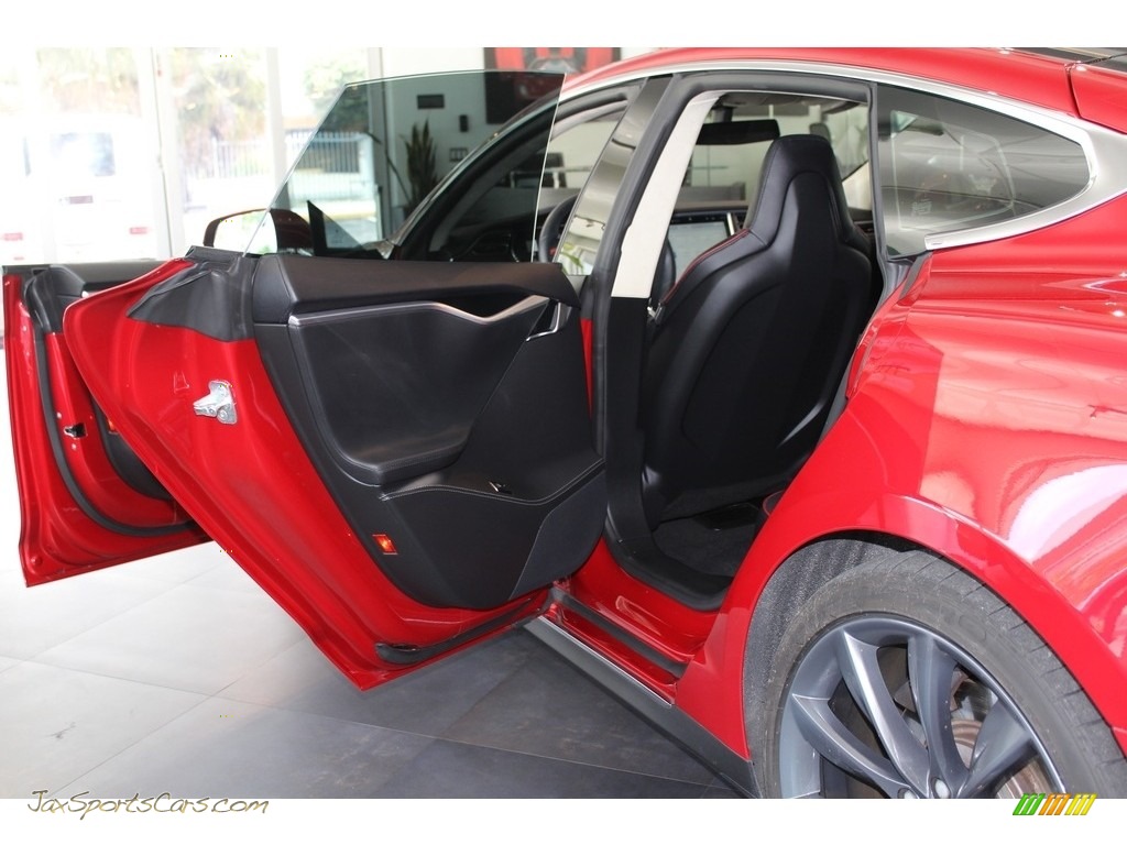 2014 Model S P85D Performance - Red Multi-Coat / Black photo #20