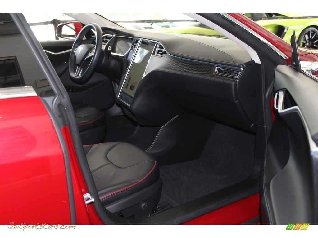2014 Model S P85D Performance - Red Multi-Coat / Black photo #24