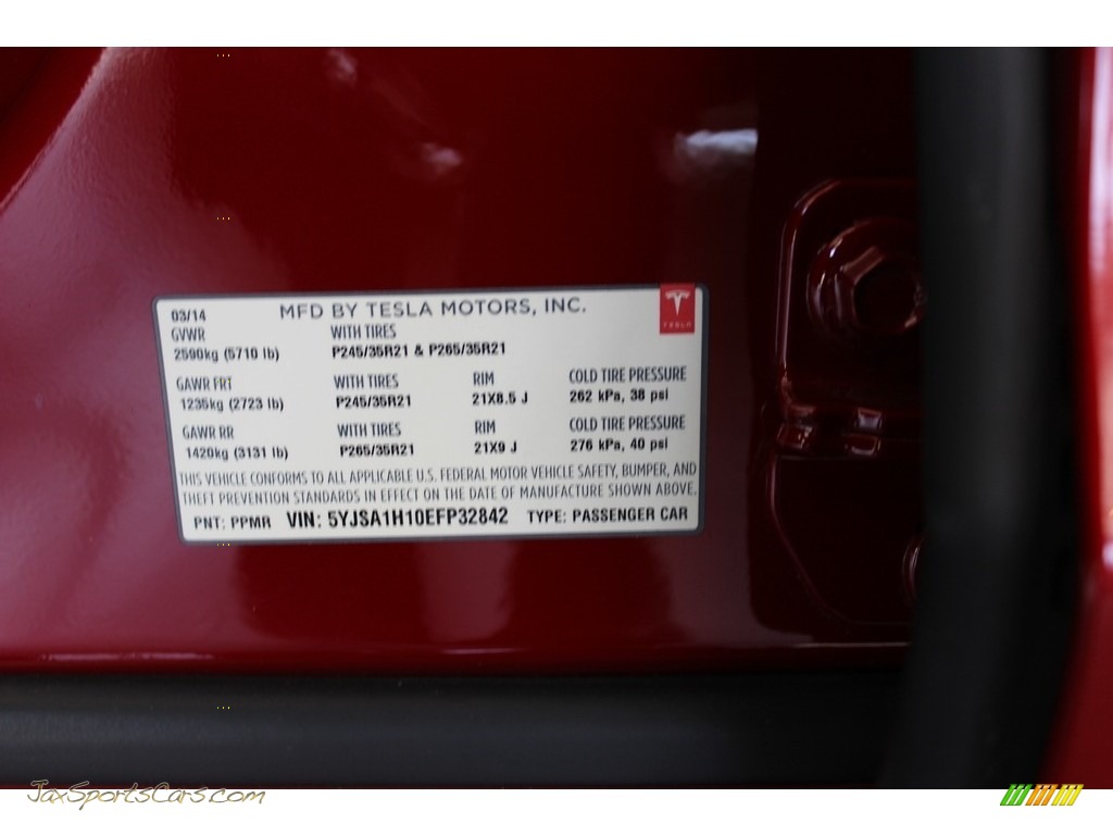 2014 Model S P85D Performance - Red Multi-Coat / Black photo #26