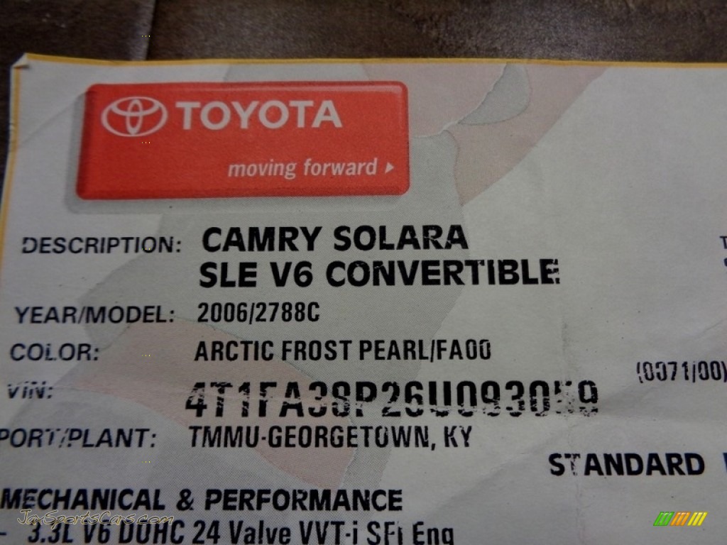 2006 Solara SLE V6 Convertible - Arctic Frost Pearl / Ivory photo #33