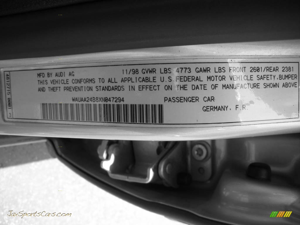 1999 A6 2.8 Sedan - Aluminum Silver Metallic / Onyx Black photo #25