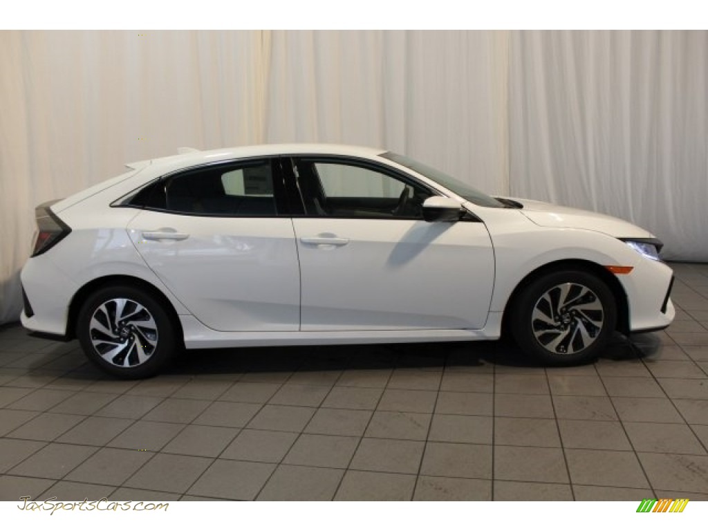 2017 Civic LX Hatchback - White Orchid Pearl / Black/Ivory photo #3