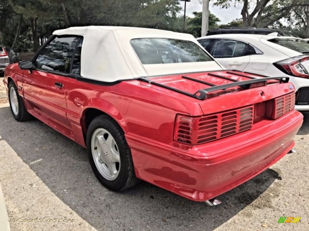 1991 Mustang GT Convertible - Bright Red / White/Scarlet Red photo #2