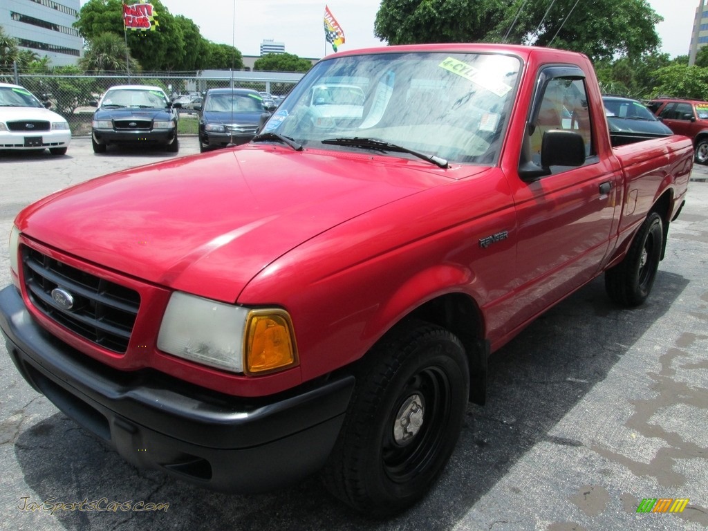 2002 Ranger XL Regular Cab - Bright Red / Medium Prairie Tan photo #6