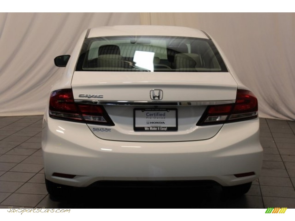 2014 Civic LX Sedan - Taffeta White / Beige photo #7