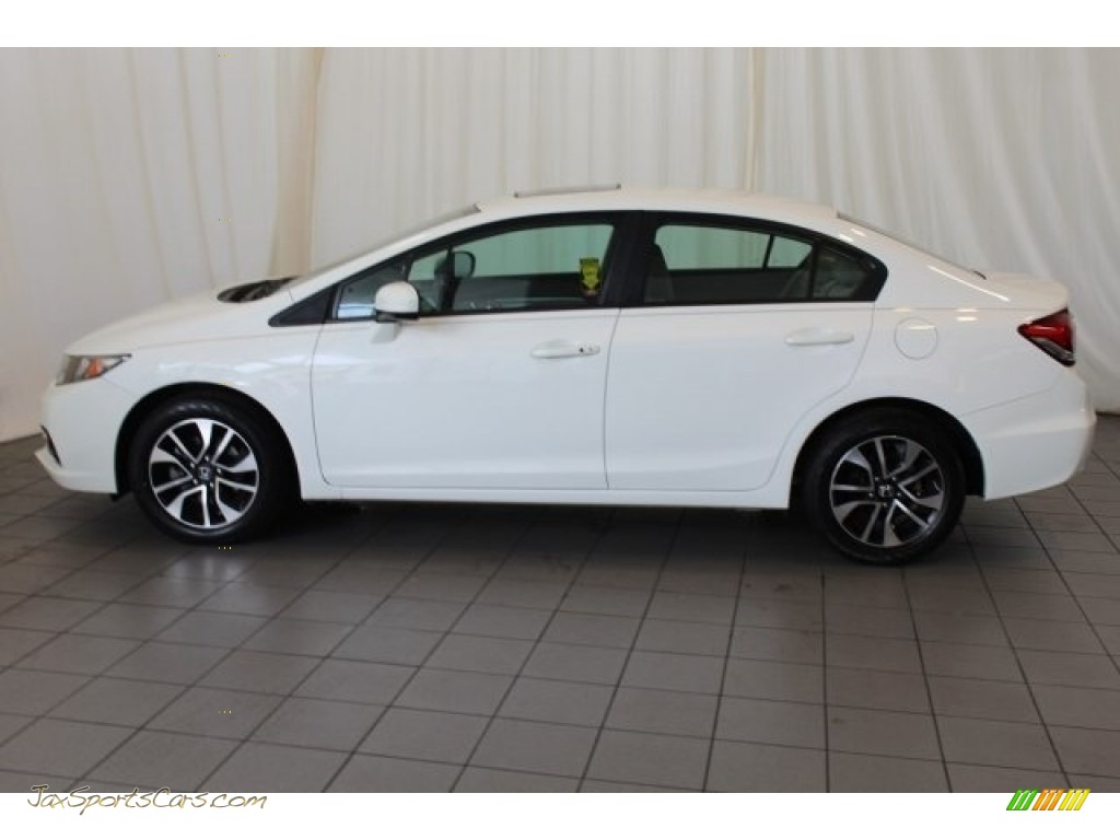 2014 Civic LX Sedan - Taffeta White / Beige photo #5