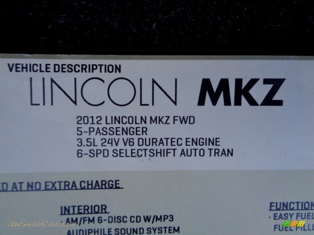 2012 MKZ FWD - White Platinum Metallic Tri-Coat / Light Camel photo #79