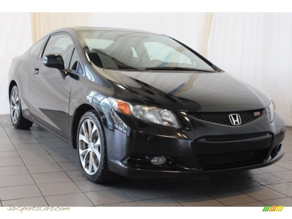 2012 Civic Si Coupe - Crystal Black Pearl / Black photo #2