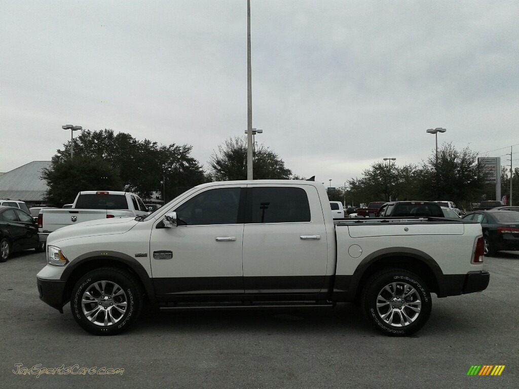2018 1500 Laramie Longhorn Crew Cab 4x4 - Pearl White / Canyon Brown/Light Frost Beige photo #2