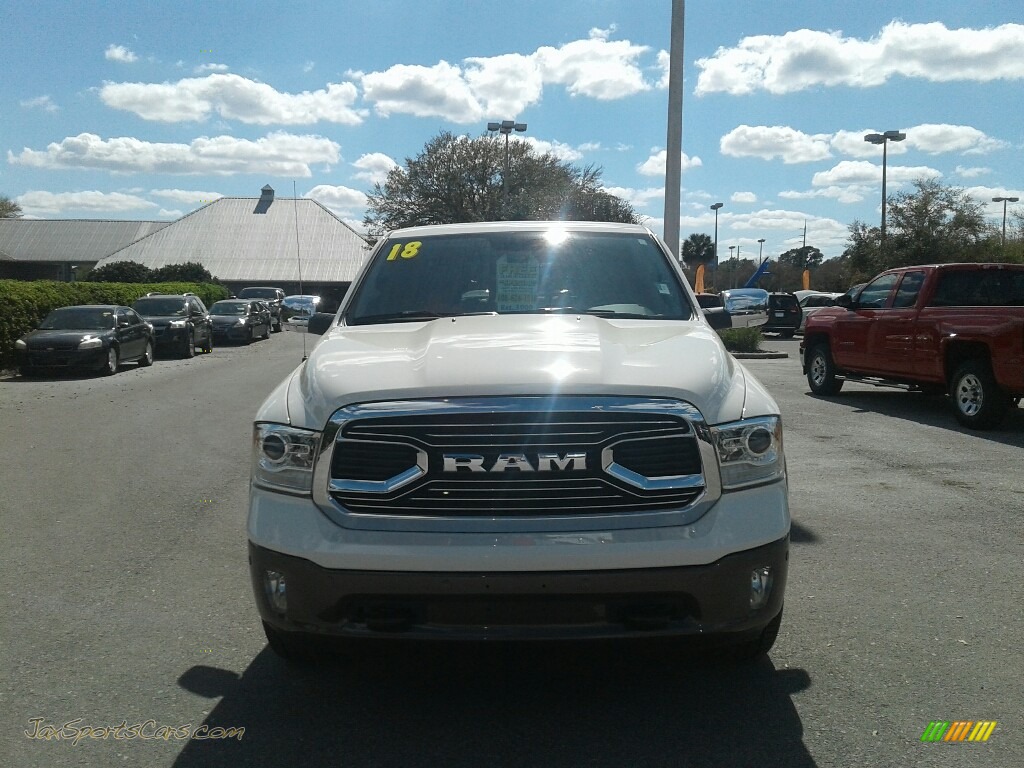 2018 1500 Laramie Longhorn Crew Cab 4x4 - Pearl White / Canyon Brown/Light Frost Beige photo #8