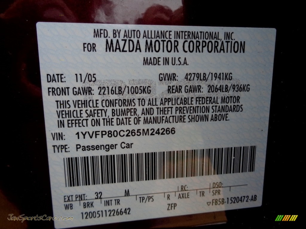2006 MAZDA6 i Sedan - Dark Cherry Metallic / Beige photo #73