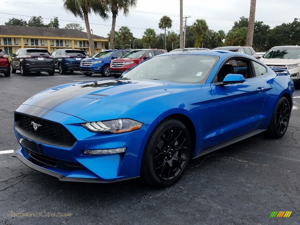 Velocity Blue / Ebony Ford Mustang EcoBoost Fastback