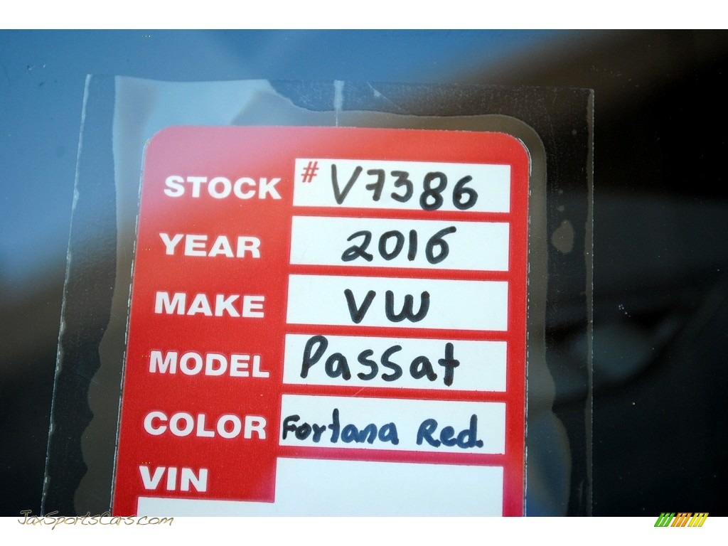 2016 Passat S Sedan - Fortana Red Metallic / Titan Black photo #20