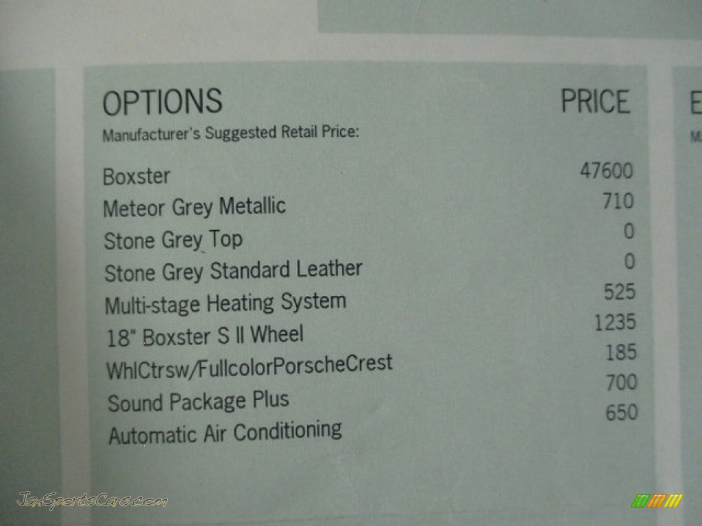 2011 Boxster  - Meteor Grey Metallic / Stone Grey photo #18