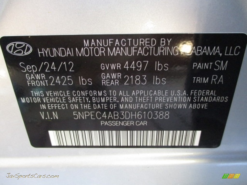 2013 Sonata Limited 2.0T - Radiant Silver / Gray photo #99