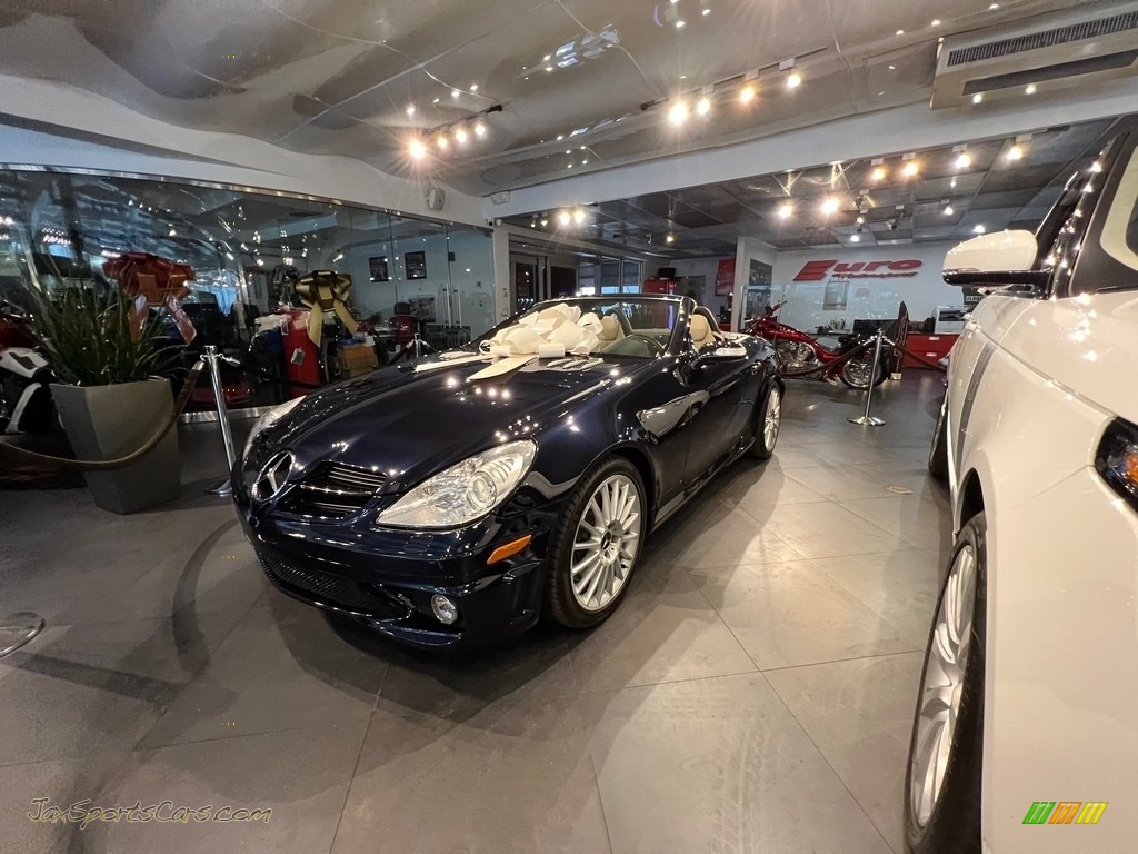 Capri Blue Metallic / Beige Mercedes-Benz SLK 55 AMG Roadster