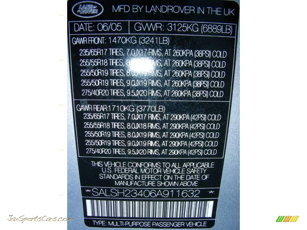 2006 Range Rover Sport Supercharged - Zambezi Silver Metallic / Ebony Black photo #49