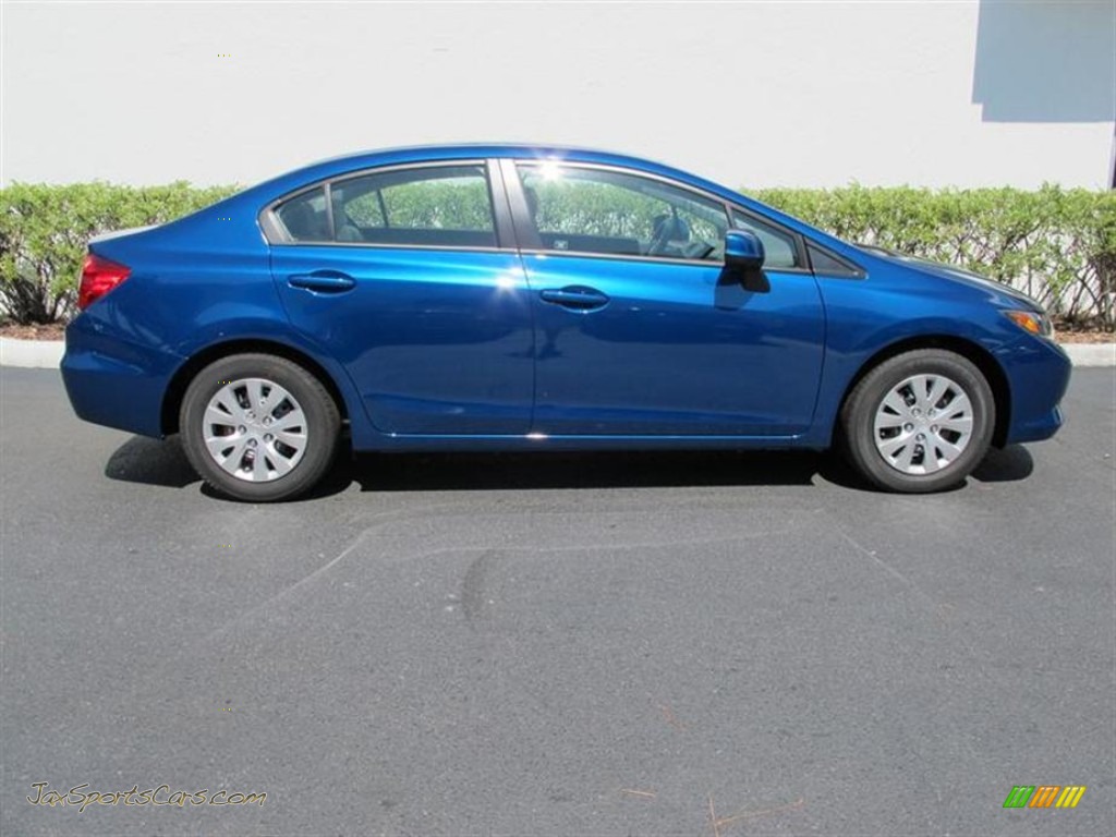 2012 Civic LX Sedan - Dyno Blue Pearl / Gray photo #2