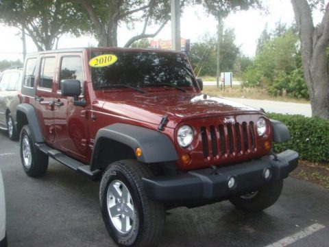 Red Rock Crystal Pearl 2010 Jeep Wrangler Unlimited Sport 4x4