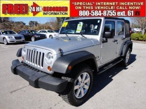 Bright Silver Metallic 2009 Jeep Wrangler Unlimited X
