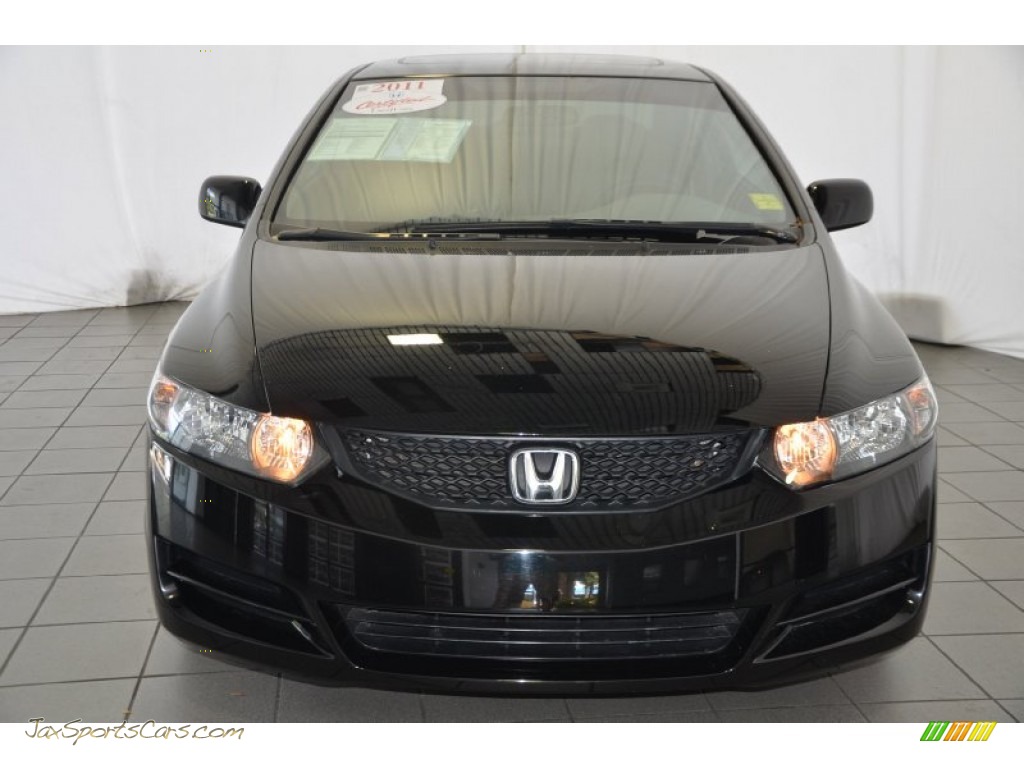 2011 Civic EX Coupe - Crystal Black Pearl / Gray photo #2