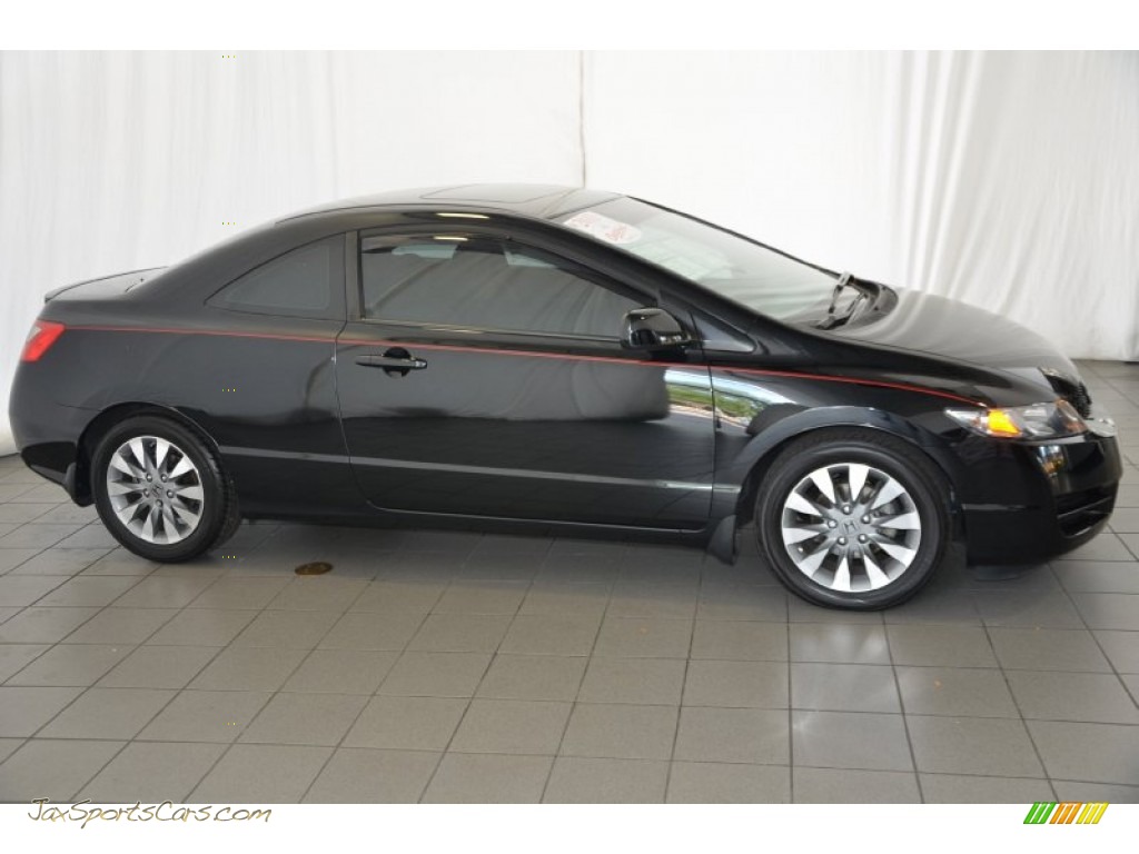 2011 Civic EX Coupe - Crystal Black Pearl / Gray photo #5